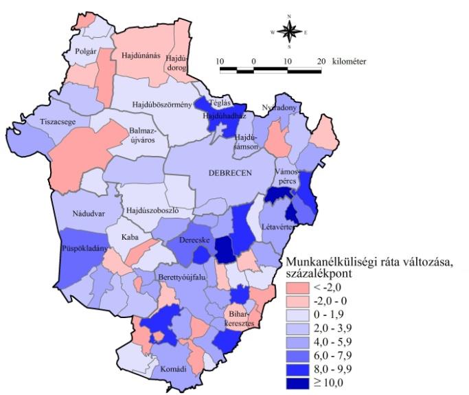 A települési adatok alapján 2000 és 2012 júniusában is Told községben volt a legmagasabb a munkanélküliségi ráta. (M 5.19. ábra, M 5.20. ábra és 5.29.