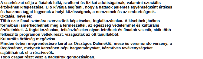 Országos Bírósági Hivatal Közhasznúsági melléklet 1. Szervezet azonosító adatai 1.1 Név Magyar Cserkészszövetség 1.