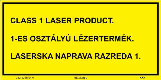 32 5. fejezet Veszélyek 26. ábra: 1-es osztályú lézertermék címke 27.