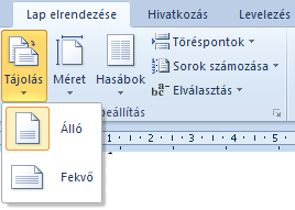 15. kép Az oldal beállításai A Papírméretek (Paper) széles skálájából választhatunk. Ezek közül legelterjedtebb az A4-es méret.