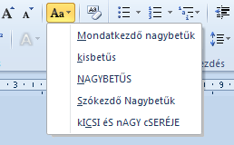 A Betűtípus (Font) kiválasztásával a szöveg megjelenési alakját határozzuk meg. Minden betűtípusnak saját neve van, amely azonosítja: pl.