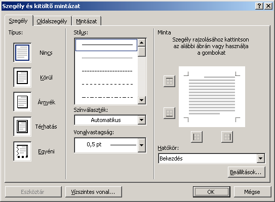 Word 2000 modul 4. fejezet Álljon bele az első bekezdésbe, majd a Szegély helye funkcióban válassza a Külső szegély ikont, az Árnyékoló színből pedig a 15%-os szürkét! Mi az Internet?