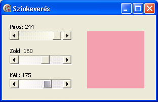 Ebben a példában az RGB Windows API funkcióját használtuk a három színből a végső szín meghatározására.