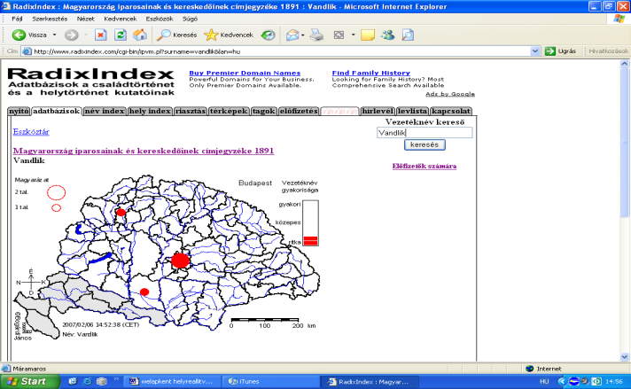 Vadlik Jáosé 4. RadixIdex RadixIdex=Adatbázisok a családtörtéet és a helytörtéet kutatóiak (Bogárdi Jáos weblaja). 47 Adatbázisából kartográfiai adatokat tudtam yeri.