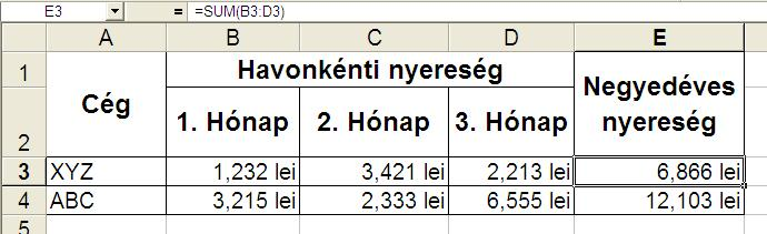 - beírjuk a táblázat fejlécét (név, a tantárgyak nevei, átlag) és A-tól K-ig az oszlopok tartalmát (a neveket és a jegyeket); - az L2 cellába a következı képletet írjuk, majd megnyomjuk az ENTER-t: