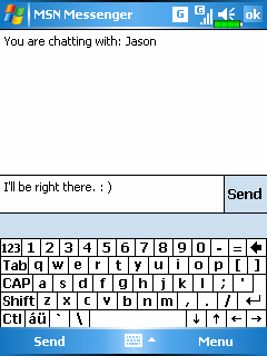 Üzenetküldés - Chat ❶ ❷ ❸ ❹ ❶Chat ablak ❷Írja be az üzenetét. ❸Klikkeljen a küldés "send" gombra. ❹Státusz ablak. Amennyiben a partnere éppen üzenetet gépel be, errıl kap itt értesítést.