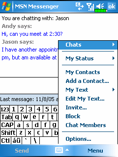 Gyakori szöveg használata Ha azonnali üzenetküldı programot használunk mint az MSN Messenger, használjuk a My Text funkciót gyakran használt szövegek beillesztéséhez.