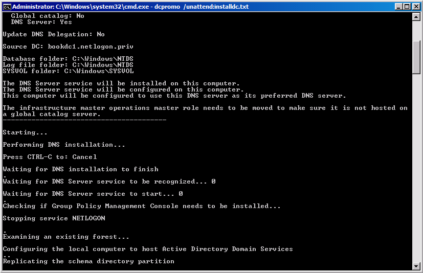 A SERVER CORE ReplicaDomainDNSName = xxx.yyy ReplicaOrNewDomain = Replica ReplicationSourceDC = zzz.xxx.yyy SafeModeAdminPassword = UserDomain = xxx.