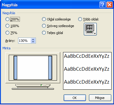 A nagyítás úgy változik, hogy két oldalt láthassunk egymás mellett. Következő oldal Kicsinyítés Nagyítás 6.
