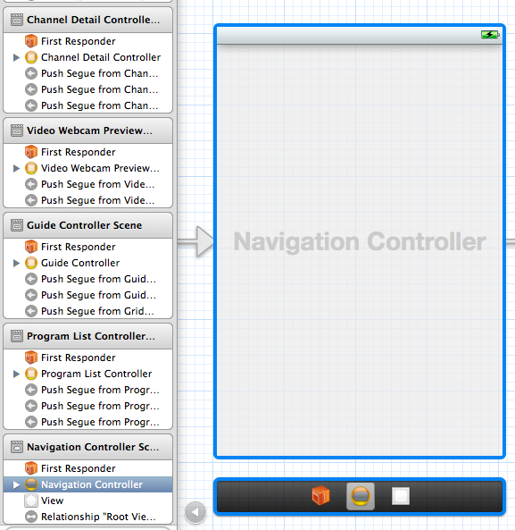 4.7 Képernyők, hogyanok és miértek 4.7.1 Navigation Controller Minden alkalmazásba el kell helyezni egy Navigation Controller-t a storyboardon.