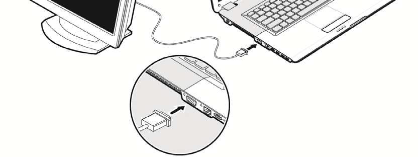 A képernyő Külső monitor csatlakoztatása A notebook a külső képernyők csatlakoztatására szolgáló