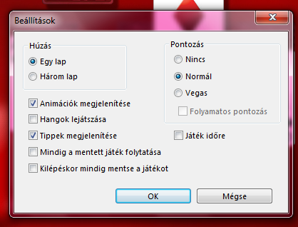 Játsszunk! Először is végezzük el a játék beállításait. Ehhez a menüsor bal szélén lévő JÁTÉK feliratra kattintunk, és az előugró menüből kiválasztjuk a BEÁLLÍTÁSOK feliratot.