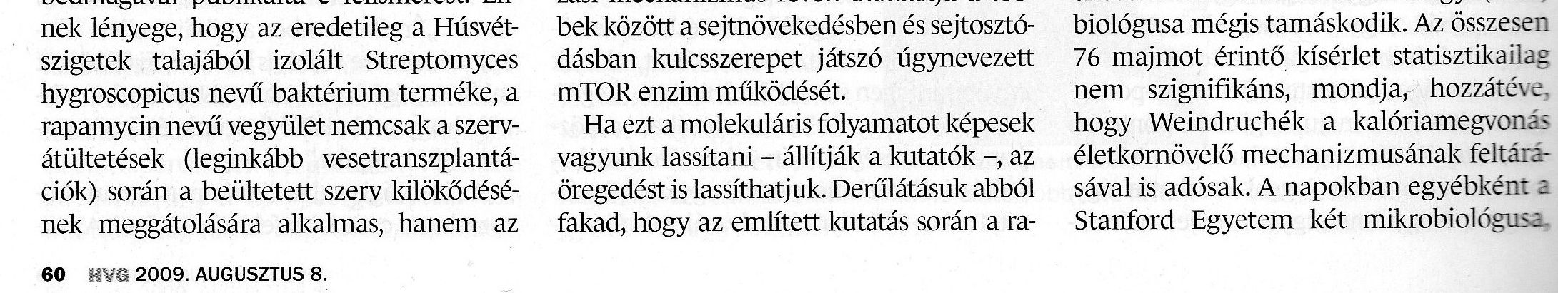 GERONTOLÓGIA A MÉDIÁBAN A Heti Világgazdaság (HVG) munkatársa, Lindner András megkereste Dr.