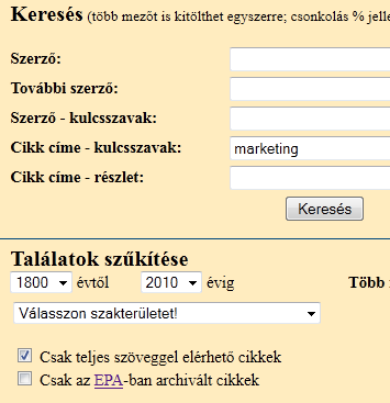 6 Magyar folyóiratcikkek keresése (Matarka) A www.matarka.hu címen található a Magyar folyóiratok tartalomjegyzékeinek kereshető adatbázisa.