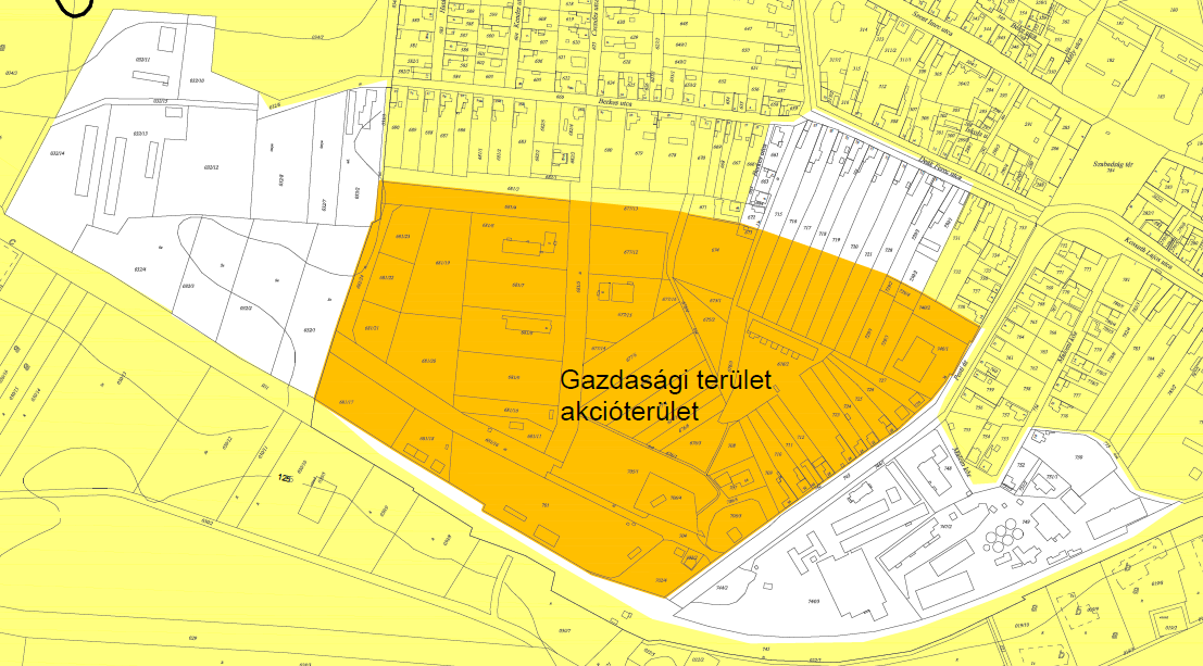 6. MOL kút és környéke gazdasági területek városrész Akcióterületi projektek (egybefüggő, vonallal körülhatárolható, akcióterületen végbemenő fejlesztések) AT3 Kijelölésre került a Gazdasági terület