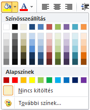 27. kép A Kitöltés lehetséges beállításai a Kezdőlapon A Védelem (Protection) fülnél jelszóval tudjuk levédeni a kijelölt részt.