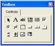 3.27. ábra. Egy form tervezéskor és futáskor A formra tehető, használható vezérlőket (Controls) a Toolbox ablak jeleníti meg (lásd 3.28. ábra).