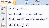 gombjával lehet a cella tartalmát a bal oldali ábra sze- A KEZDİLAP TÖRLÉS rint törölni.