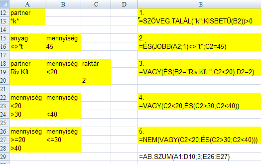 EXCEL 2007 : www.pszfsalgo.hu, : radigyorgy@gmail.com, : 30/644-5111 tejföl Riv Kft. 26 1 túró Riv Kft. 19 1 só Tartós Bt. 9 2 Rendezze a táblát anyag sorrendbe, azon belül mennyiség szerint.