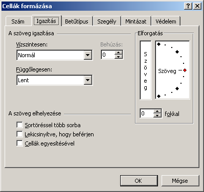 Excel 2000 modul 2. fejezet Igazítási gombok A formázás eszköztáron megtaláljuk a leggyakrabban használt igazítási beállításokat: A műveleteket a megfelelő cella vagy tartomány kijelölésével kezdjük.