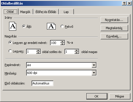 Excel 2000 modul 8. fejezet A következő beállítási lehetőség a nyomtatás nagyítására vonatkozik. Itt meghatározhatjuk, hogy milyen arányban felnagyítva vagy kicsinyítve nyomtatjuk ki a táblázatot.