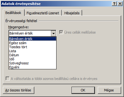 Szakács Béla: Az Excel 2007 gyakorlati, kreatív használata Üzenet a helyes bevitelhez Létrehozhat olyan üzenetet, amely elmagyarázza a cellába beírható adat típusát.