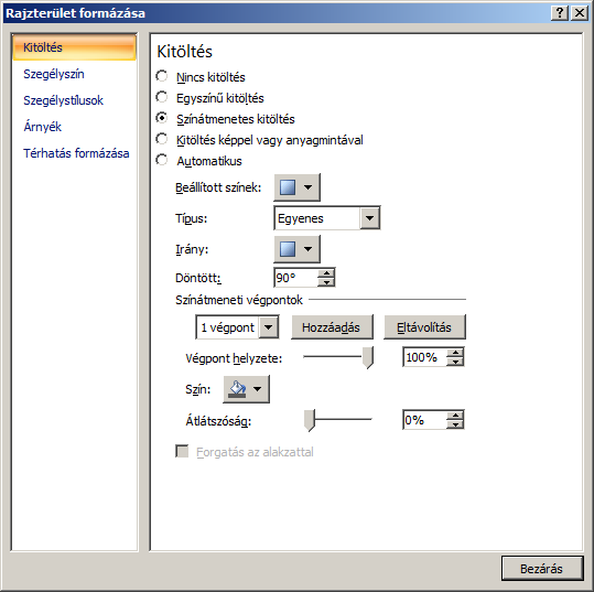 Szakács Béla: Az Excel 2007 gyakorlati, kreatív használata elvégezheti a Diagrameszközök(Chart Tools)-Elrendezés(Layout)-Háttér(Background)-Rajzterület)Plot Area)-További rajzterület-beállítások(more