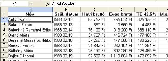 Ilyen tipp a kijelölt tartomány feltöltése azonos értékekkel (a gyakorlásnál nincs nagy jelentősége az éles adatoknak), az egyéni és automatikus lista, valamint a cellák kijelölése is.