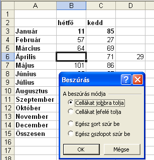 Általános cellakezelés Speciális beillesztés Az Excelnek a Szerkesztés / Irányított beillesztés menüpontjáról van szó. Segítségével speciális részeket, speciális módon helyezhet el az új helyre.