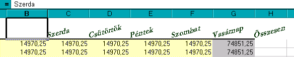 Formázás Microsoft Excel XP Az írásirány függőleges Érthetőbb, nem foglal feleslegesen helyet Íme, ebben a formában tetszetősebb a külalak. Ilyen módon formázva arányos lett a lista.