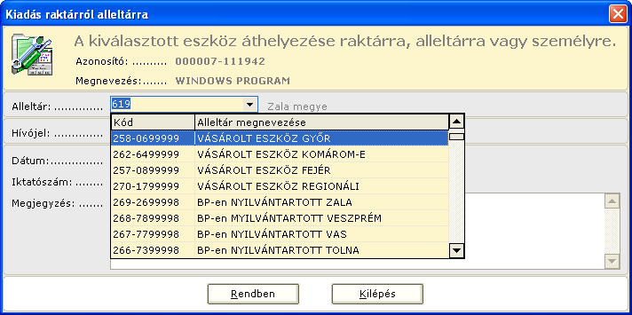 A Szűrés ikon segítségével a 111. ábra Felhasználói változások látható feltételek megadása alapján leszűkíthető az eszközök listája.