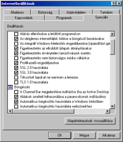 Megjegyzés A Programok fülön a levelezéshez, hírolvasáshoz és Internettelefonként használt alkalmazásokat adhatjuk meg, kiválaszthatjuk a használni kívánt címjegyzéket és beállíthatjuk, hogy az