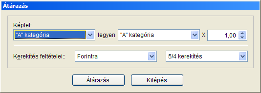 Számlázás 13 7. ábra Átárazás képernyı Figyelem! A recepttörzs kezelés (tudnivalók a Recepttörzs kezelése pontban [10.