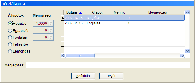 Az állapottól függ, hogy a tétel beszerezhetı, már szállítható illetve számlázható. 52. ábra Rendelés alatt álló tételek képernyı 53.