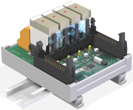 ETHERCAT IO MODULOK 23 O4RM / 4 relés morzeérintkezős kimenetű modul Az EPU egységhez LVDS buszon keresztül, szalagkábeles csatlakozással kapcsolódó kimeneti (OUTPUT) relés modul.