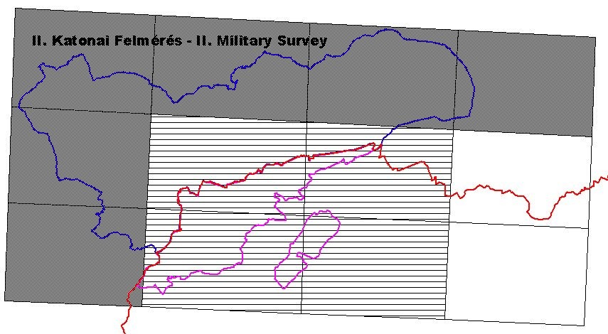 A történeti térképek illeszkedése a referenciaállományhoz viszonyítva: átlagos eltérés intervalluma: 3050 m legnagyobb eltérés 300 m 2. ábra Az I.