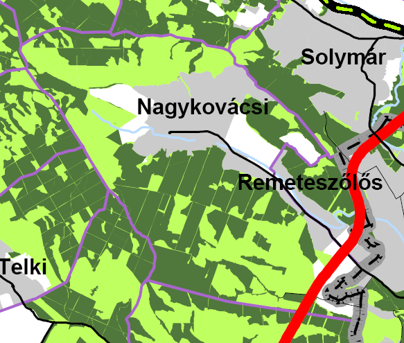 NAGYKOVÁCSI TELEPÜLÉSFEJLESZTÉSI KONCEPCIÓ ÉS INTEGRÁLT TELEPÜLÉSFEJLESZTÉSI STRATÉGIA 26 Az övezetben a közlekedési és energetikai infrastruktúra-hálózatok elemeinek nyomvonala, az erőművek és