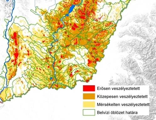 déli részein nagyobb. Ezeken a területeken a belvíz veszélyeztetettség is magasabb (lásd 1-5. ábra). Az alegység déli részén leginkább kisebb hosszúságú és kisebb kiépítéső vízfolyások találhatók.