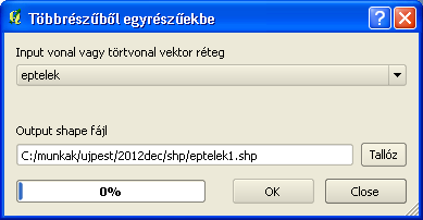 Épületek feldarabolása a földrészlethatárokkal A darabolás után még előfordulhat, hogy olyan épületek keletkeztek, melyek több részből állnak.