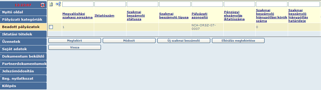 4. ábra A pénzügyi elszámolás véglegesítés előtt bármikor, bármilyen állapotban menthető, módosítható.