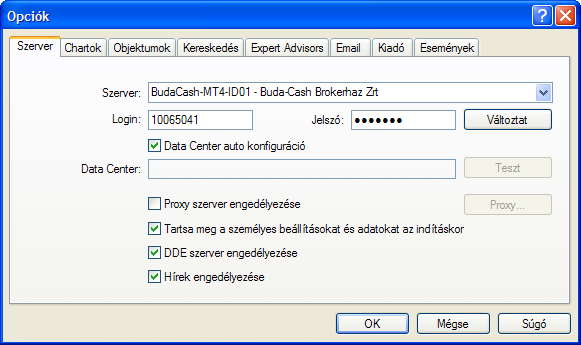 II. A Terminál beállítása A terminál beállításaival kapcsolatos ablakot az Eszközök/Beállítások menüpontban érheti el (gyorsbillentyű: CTRL+O). 2.