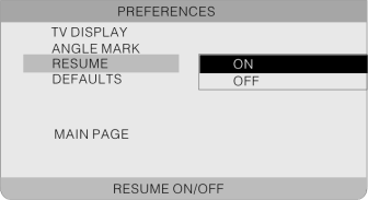 Rendszerbeállítások 3. RESUME (Wiedergabespeicher) Itt tudja a wiedergabespeicher be- vagy kikapcsolni.
