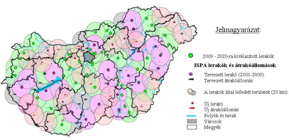 9. ábra: A 2009 utáni végleges hulladéklerakó és átrakóállomás hálózat Forrás: ROYAL HASKONING CANOR (2003) Az európai uniós támogatással (ISPA) megvalósuló projektek keretében jelenleg a