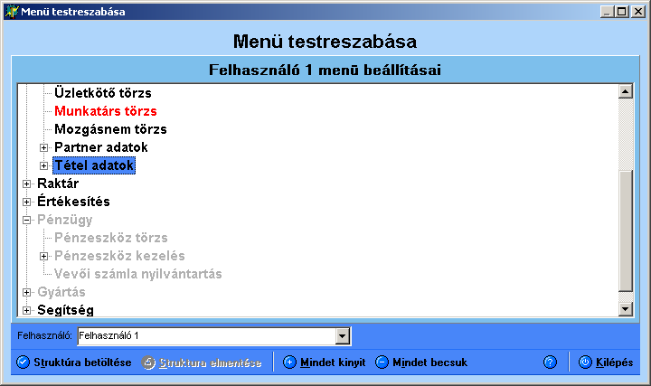 1.7. A program fő funkcióinak leírása 1.7.1. Felhasználó kezelés A felhasználók jogosultságaik elkülönítése már a mikrovállalkozási közegben is szükségszerű követelmény az informatikai rendszerekben.