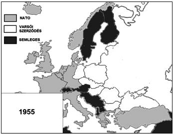 A Kárpát-medencei államtér problémái Trianon után ~ 59 2. ábra. A kis állami terekre széttagolt kapcsolódási térség labilitása 1920 után folyamatosan behúzza a nagyhatalmi tereket Map 2.