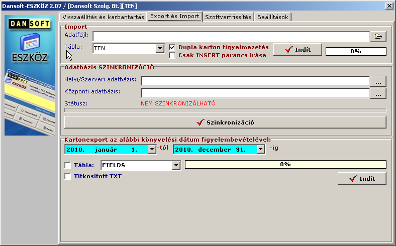 14/85.oldal Export: A TEN rendszer SQL alapú lekérdezések segítségével képes egy TXT fájl formátumú output állomány előállítására, melyet későbbi feldolgozásra használhat.