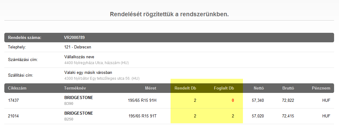 Rendelés rögzítése: Amennyiben mindent rendben beállított, akkor a Rendelés leadása gombra kattintva rögzítheti rendelését.