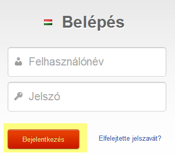 Bejelentkezés A bejelentkezés képernyőn keresztül a felhasználónevét, jelszavát megadva, majd a