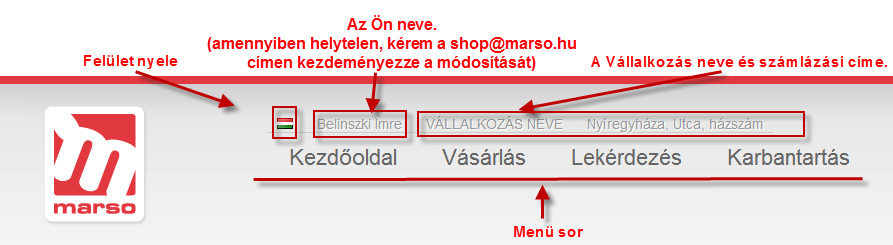 Kezdőoldal A sikeres bejelentkezés után a kezdőoldal nyílik meg,