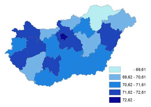 1990 2001 2012 A születéskor várható átlagos élettartam mindkét nem esetében javult az elmúlt két évtizedben.